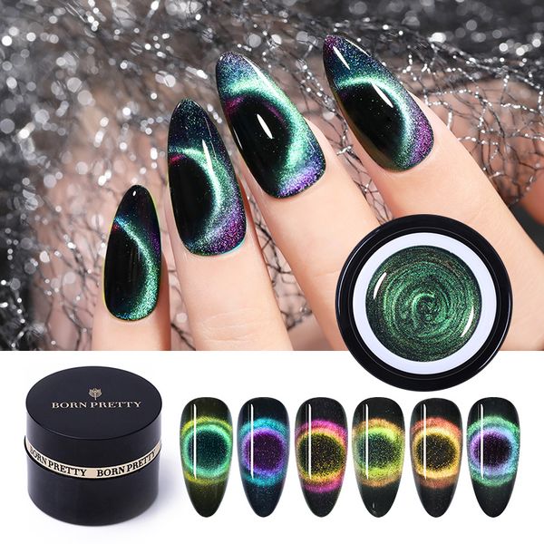 

born pretty 9d chameleon magnetic cat eye nail gel polish shining soak off uv led nail art gel varnish 5ml black base need, Red;pink