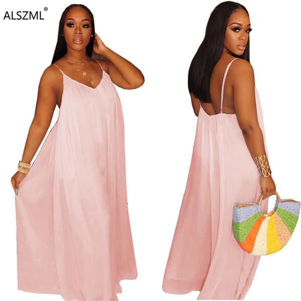 

fashion simple solid color loose full length jumpsuit women summer spaghetti strap v neck sleeveless romper overalls, Black;white
