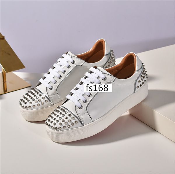 

red bottom spike sock casual shoes, red sole flats with krystal spikes, 30mm black & white donna flats for women & men sneakers size 36