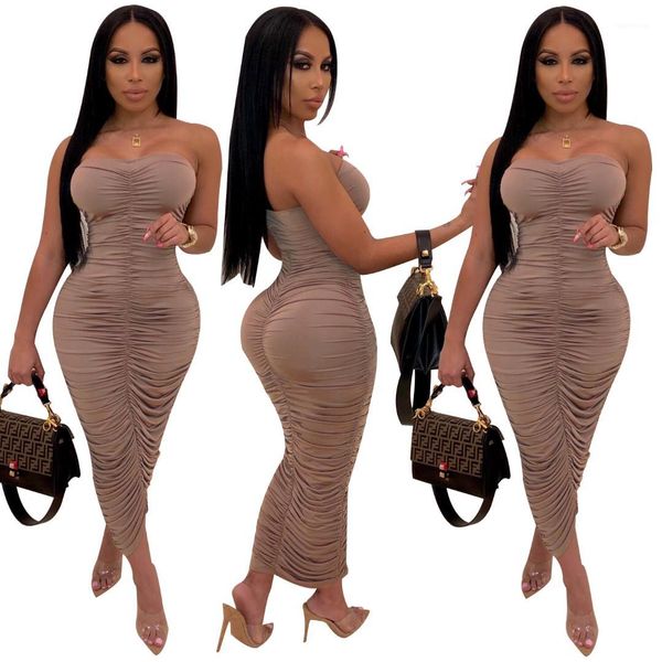 

womens designer dresses irregular ruched long dress summer fashion casual club party womens clothing strapless bodycon, Black;gray