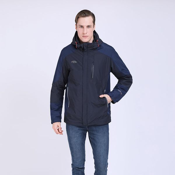 

talifeck 2019 new arrivals men's waterproof jackets men spring autumn coats spliced male brand clothing red color zipper thin, Black