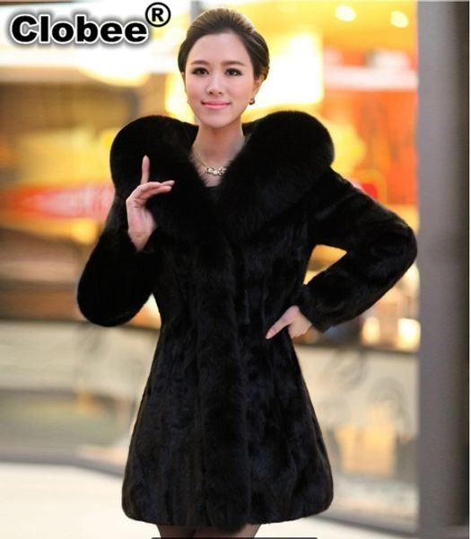 

black faux fur coat jacket 2019 women winter long style thick warm outwear casaco de pele falso plus size overcoat x806