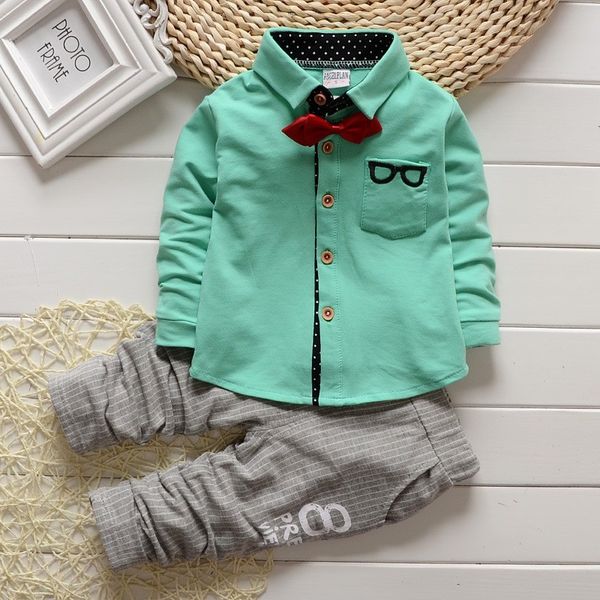 

bibicola baby boy clothing sets children bow tie t-shirts glasses pants kids cotton cardigan 2pcs boys autumn sets, White