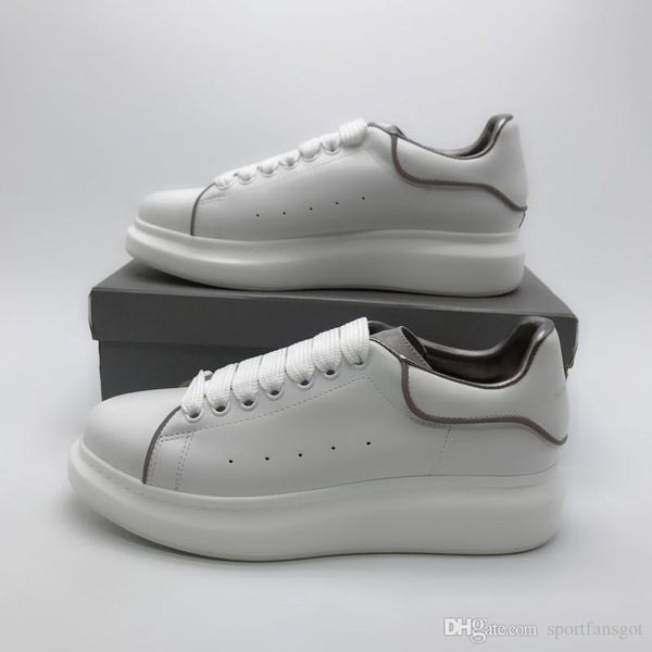 

2019 reflective white designer shoes height increase women men sneakers casual shoes solid colors men womens sneakers dress shoeize 35-44, Black