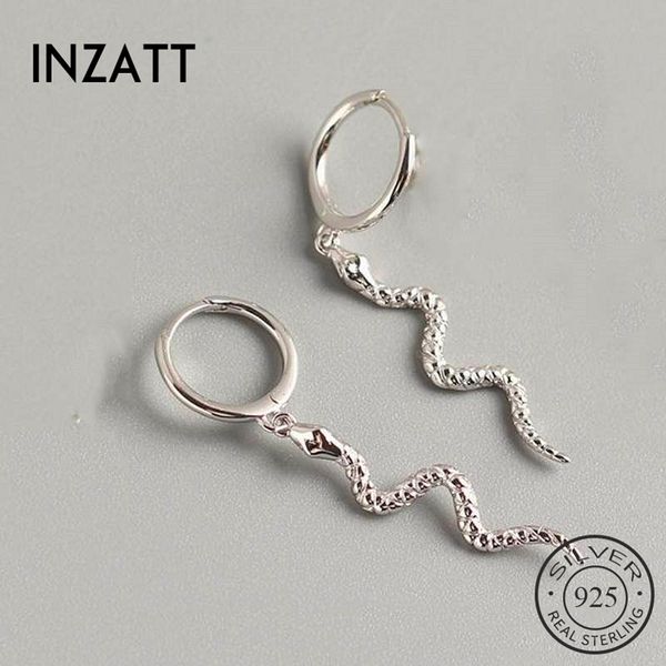 

inzareal 925 sterling silver snake hoop earrings for fashion woman party fine jewelry minimalist accessories punk gift, Golden;silver