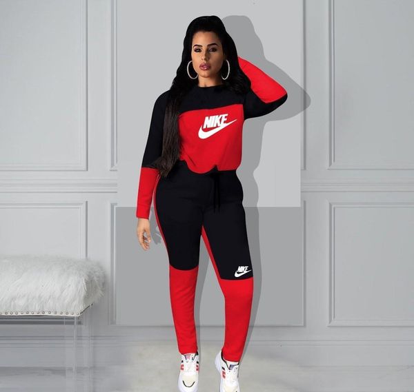 

women two piece outfits designer long sleeve 2 piece set tracksuit jogging sportsuit shirt leggings outfits sweatshirt pants sport suit 735, White