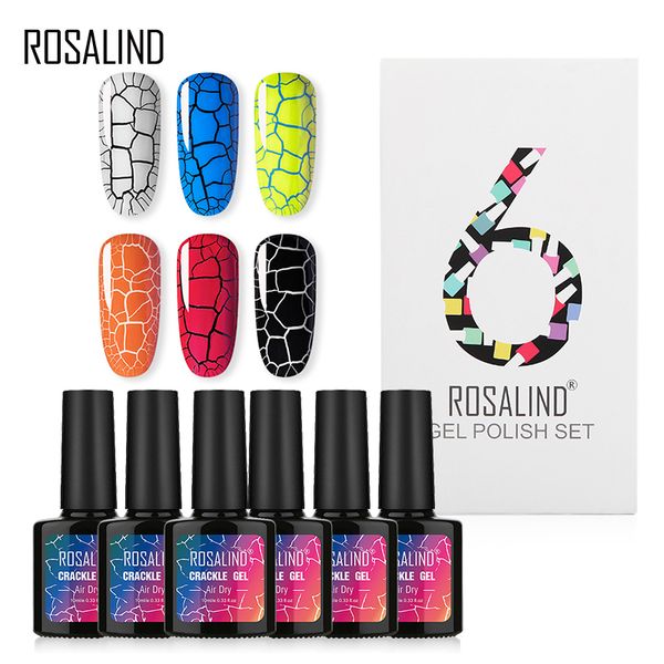 

rosalind gel nail polish set classic crackle gel long lasting pure color nail art uv soak off lacquer need base coat, Red;pink