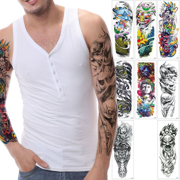 Acheter Mode Grand Diable Tatouage Temporaire Fleur De Lotus Bouddha Poisson Designs Manches Jambe Back Full Arm Body Art Tattoo Autocollant Pour