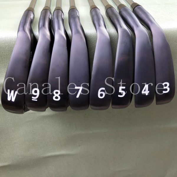 

golf clubs 11 black golf irons set forged iron irons 3-9,w,steel and graphite shaft ,with head cover