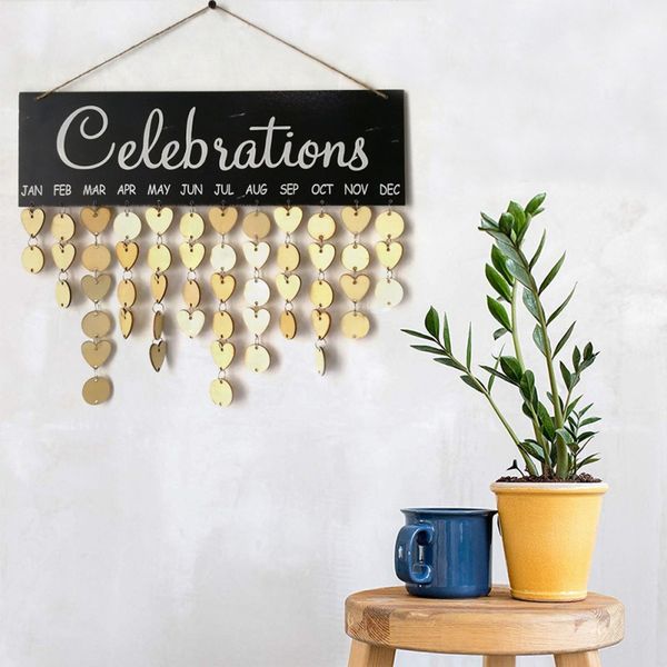 

1pcs wood birthday reminder board ply plaque sign family diy calendar decor