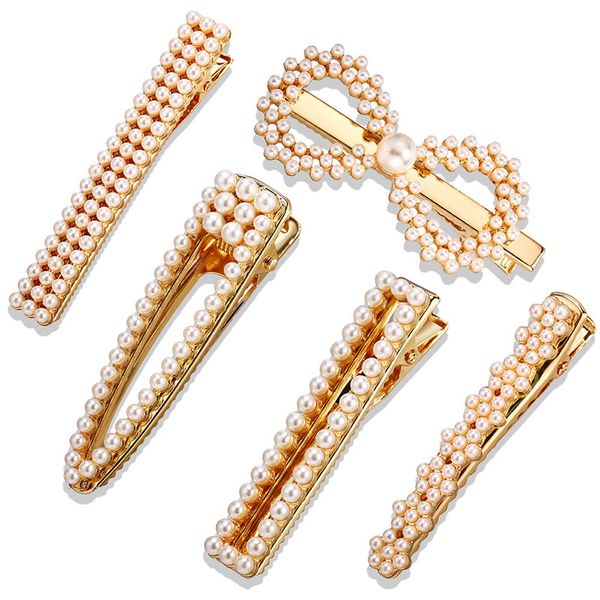 

fashion pearl rhinestones women hair clips snap hair barrette stick hairpin hair styling accessories women girls party favor dhl wx9-1368