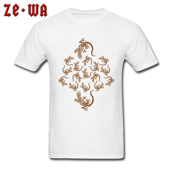 High Street T Shirt Men Geckos Decoration T Shirt 100 Cotton High