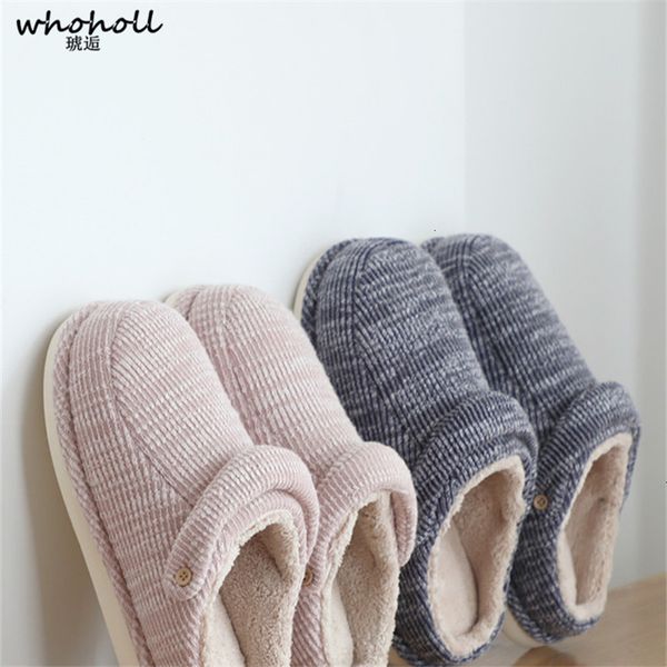 

whoholl women winter warm fur slippers men slippers cotton sheep lovers home indoor plush size house shoes woman, Black