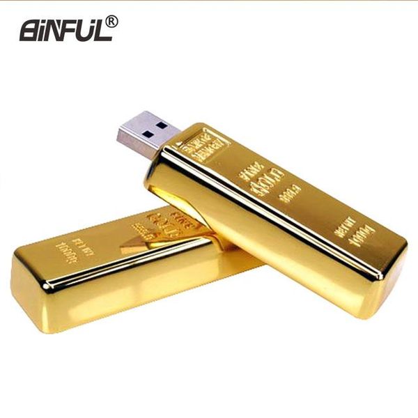 

hoping golden usb flash drive metal pen drive 4gb 8gb 16gb 32gb 64gb gold bar usb2.0 flash memory pendrive bullion stick disk gift