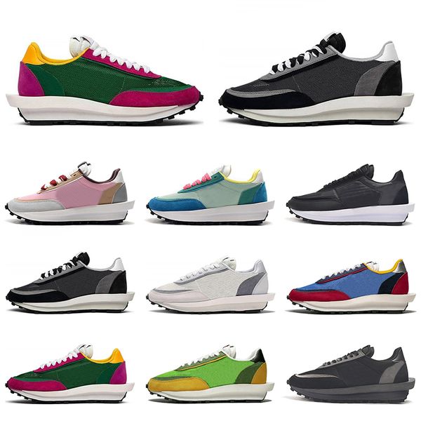 

new sacai ldv waffle daybreak mens trainers casual shoes triple black white green gusto men women sports sneakers size 5.5-11