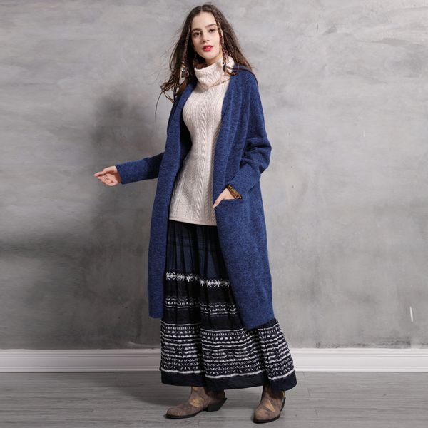

stretch loose thick sweater women knitted casual vintage open stitch pockets england style solid color female clothing fashion, White;black