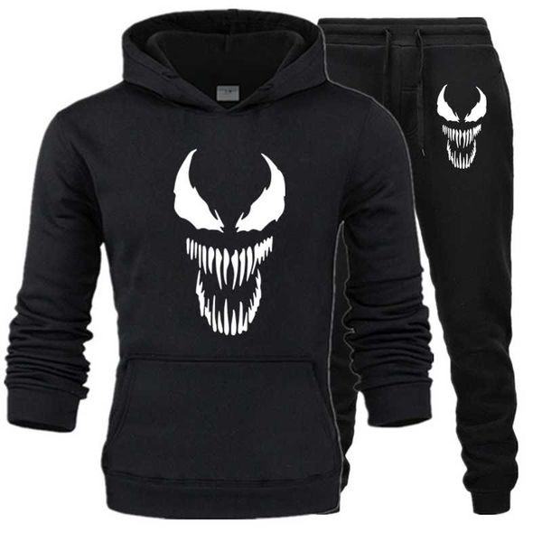 

tracksuits men autumn/winter hoodies + pants suit spring sweatshirt sportswear set male hoodie hoodie for young students, Black
