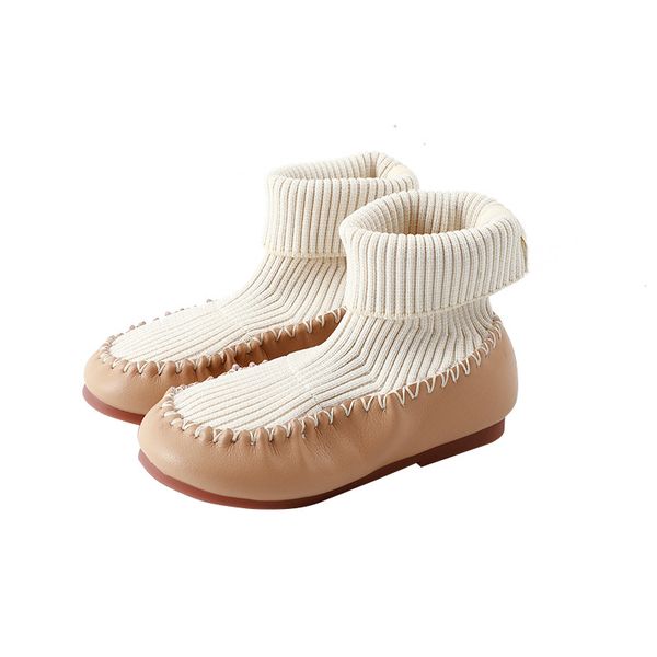 

autumn kids princess boots children slip on ankle baby girls sock shoes soft fashion boots black shoes sweet boots new school shoes, Black;grey