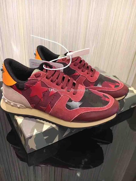 

super quality a1.1 red black camo sneakers suede studded camouflage rock shoes runner sneaker for men's stud casual luxury designer