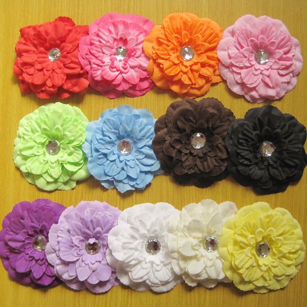 

girl 4" peony flower hair clip baby beautiful flowers barrettes for girl headbands headwear hair accessories 50pcs, Slivery;white