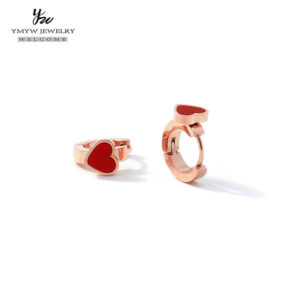 

ymyw heart stud earrings 585 rose gold stainless steel jewelry for women lover's gift fashion temperament charming, Golden;silver
