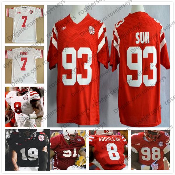 

ncaa huskers небраска cornhuskers # 93 ndamukong suh 51 ричи инкогнито 80 кенни белл 98 винсент валентайн пенсионер черный красный белый три, Black