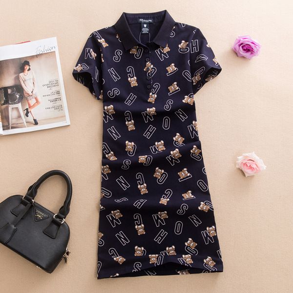 

baharcelin printed animal bear polos casual dresses de festa t shirt femme summer clothing one piece dress ete vestidos, Black;gray
