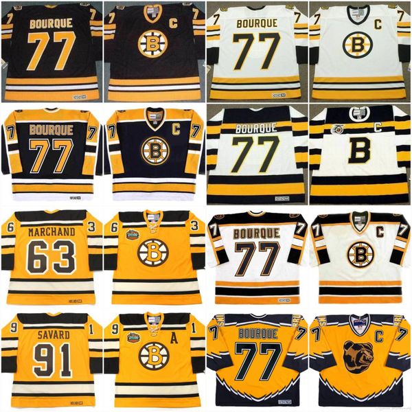 

Boston Bruins Jersey 63 BRAD MARCHAND 2010 77 RAYMOND BOURQUE 1990 1992 91 PMARC SAVARD 2010 Winter Classic Vintage Hockey Jerseys
