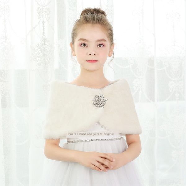 

plush warm girl female children comfortable long warm shawl cloak shawl sleeve thickened cloak white cute princess style, Red;brown
