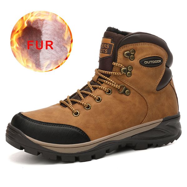 

new men boots waterproof outdoor plush warm hunting hiking winter boots men sneaker snow ultralight 47, Black