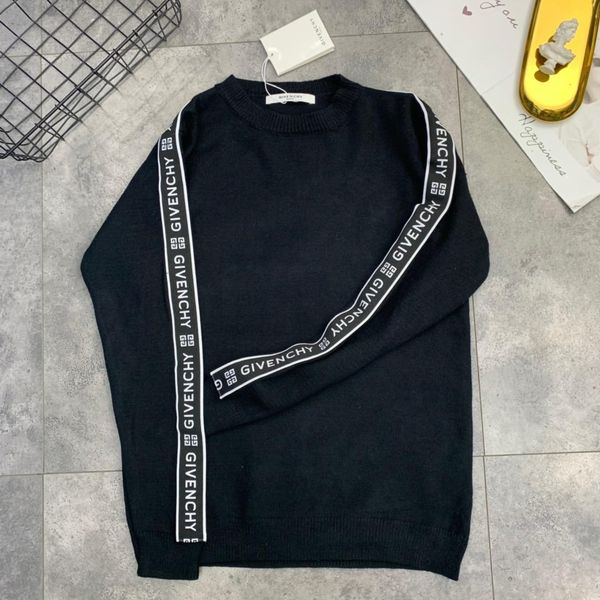 

19aw luxurious brand design given hoodie long sleeve crewneck sweater sweatshirt fashion ribbon pullover hoodie outdoor sweatshirt, Gray;blue
