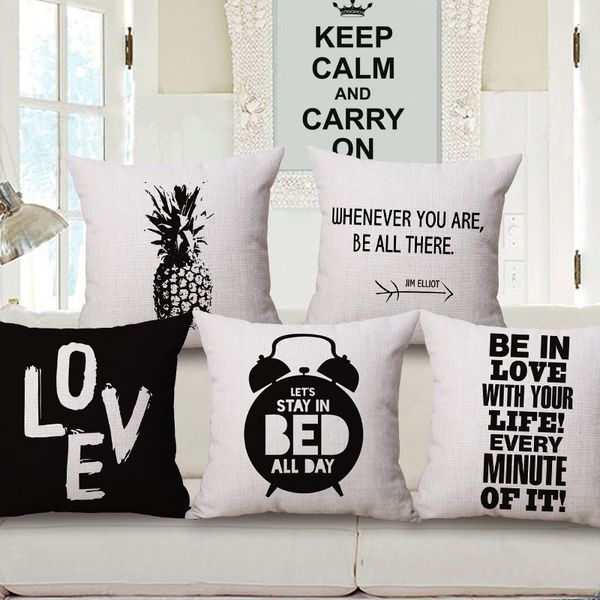 

black and white concise cotton pillow pineapple cushion set