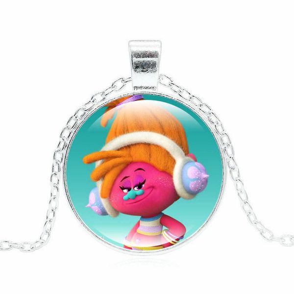 

anime necklace trolls poppy pattern pendant necklace for women kids, Silver