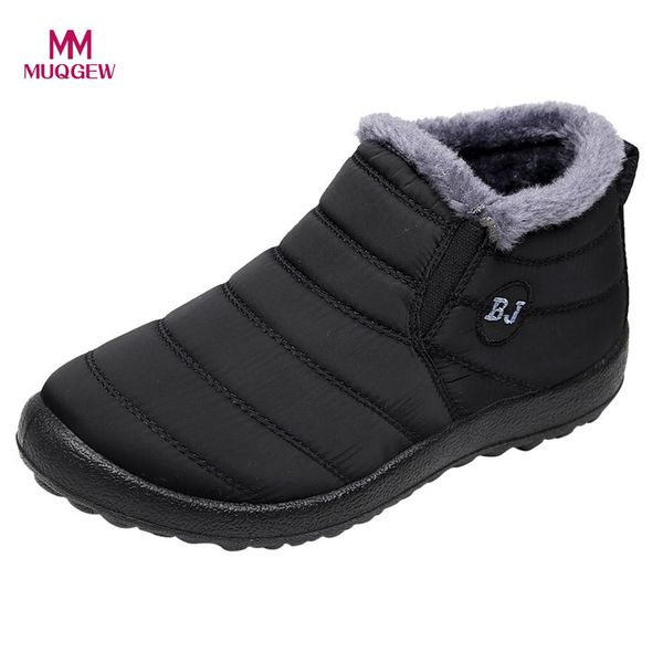 

women winter short boots cotton fabric solid color keep warm ankle boots plus velvet boot flat snow slip-on flat shoes, Black
