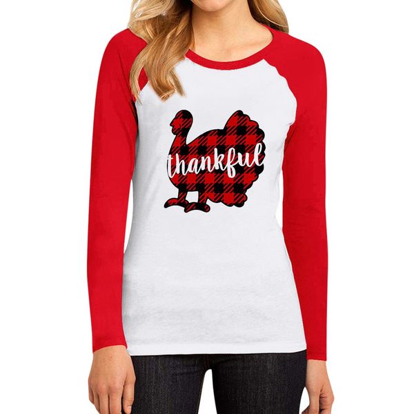 

день благодарения турция печать футболки женские топы случайные шить цвет день благодарения письмо печати футболка кошелки дамские, White