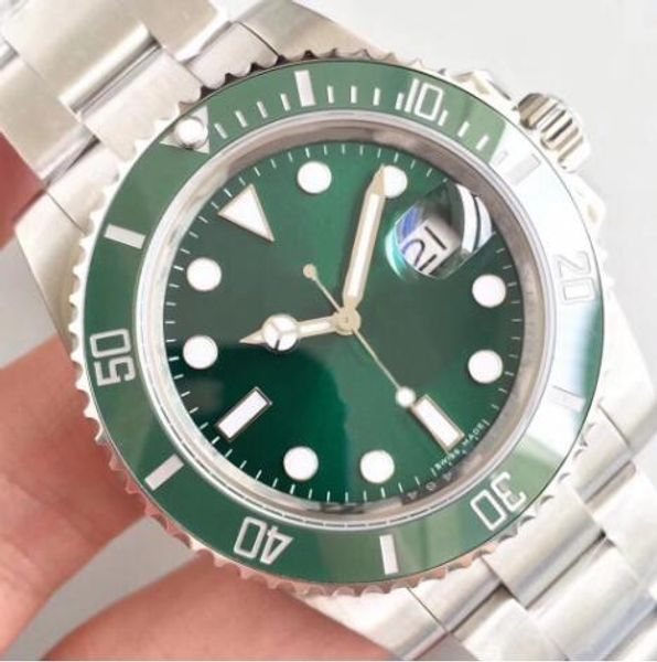 

classic style automatic mens watches 116610lv 40mm green dial stainless steel strap glidelock ceramic bezel men mechanical watch, Slivery;brown