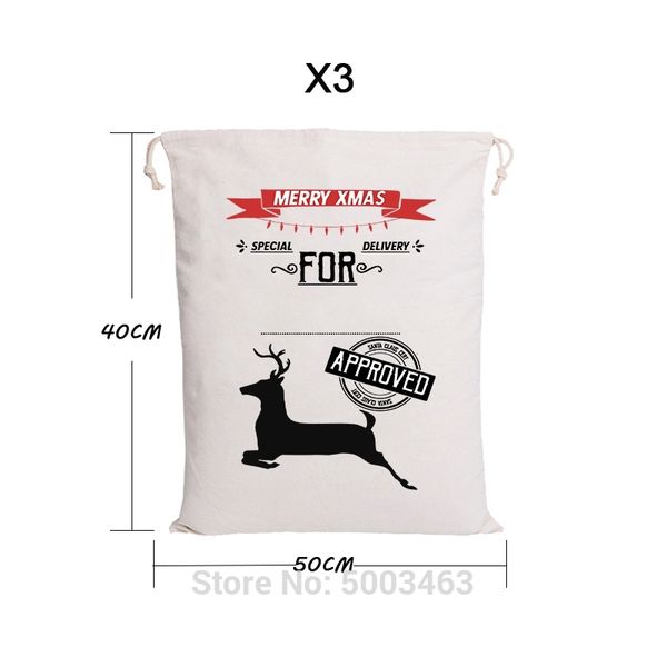

wholesale santa sack 50pcs/lot 6 styles christmas bag festive party kids supplies factory for canvas bags christmas gift 40x50cm