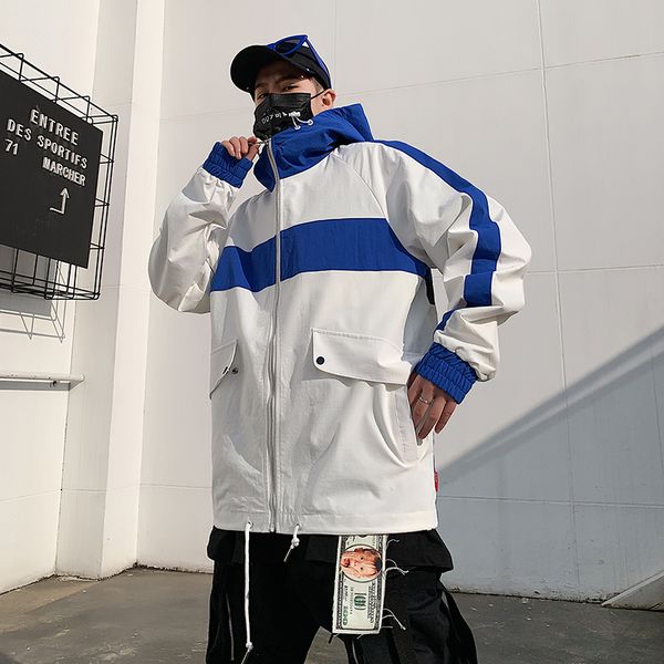 

2019 men's brand hat work cargo clothes streetwear bomber jacket male loose tide coats white/black/yellow windbreaker m-3xl, Black;brown