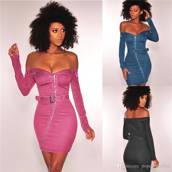 

осень лето женские дизайнерские платья сексуальные без бретелек с длинным рукавом bodycon платье женская мода хип жан платье, White;black