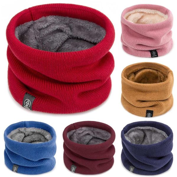 

evrfelan women men's warm winter knitting scarf thick elastic knit neck scarves ring scarf soft plus velvet 13 colors