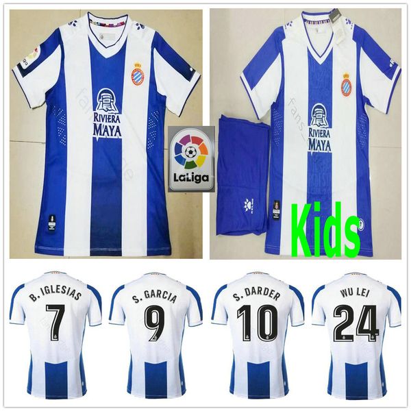 

19 20 rcd espanyol soccer jerseys wu lei b.igiesias s.darder s.garcia ferreyra granero custom 2019 2020 kids football shirts, Black;yellow