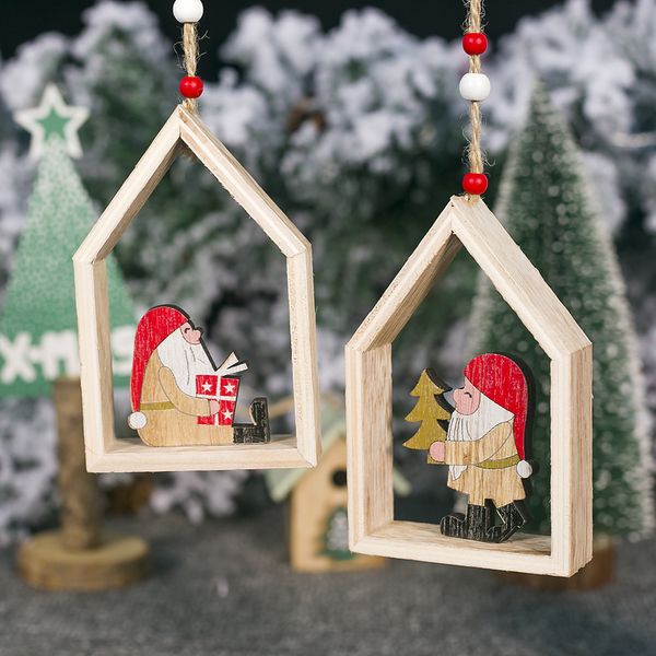 

wooden three-dimensional painting santa claus drop ornaments christmas tree decoration pendants xmas 2020 new year home decor