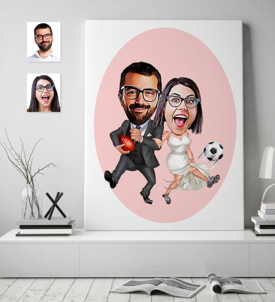 

personalized valentine caricature of canvas print 50x70 cm 15 pet supplies home garden