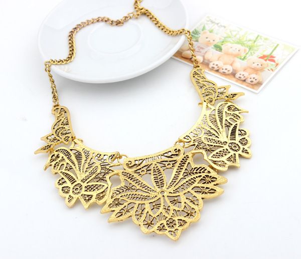 

fashion design bohemain style women's alloy big leaf bib statement clavicle necklace pendant yan730, Silver