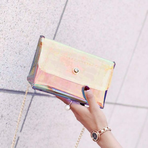

2017 summer fashion new handbags transparent jelly women bag sweet ladies personality chain shoulder messenger bag