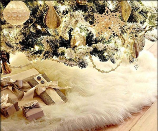 

usa long plush snow flake christmas tree skirt base floor mat cover party decors