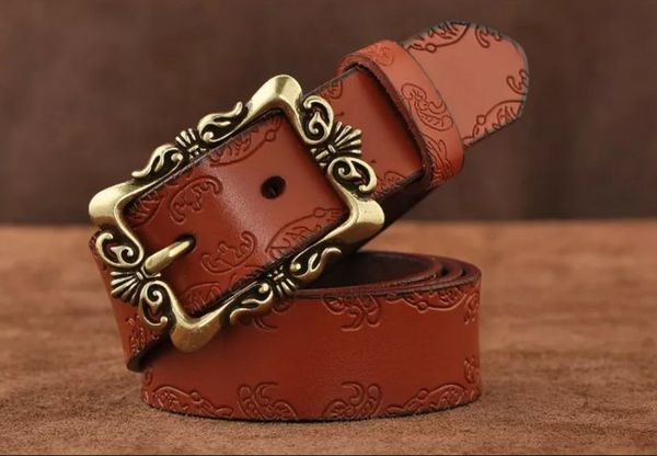 

gold and silver buckle belt, simple leather, korean cowhide belt, fashion trend, women's jeans belt, Black;brown