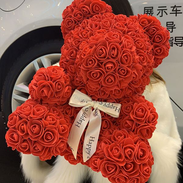 

valentine's romantic artificial rose bear pe rose gift for wedding party decor creative diy valentine gift pe doll dopshipp