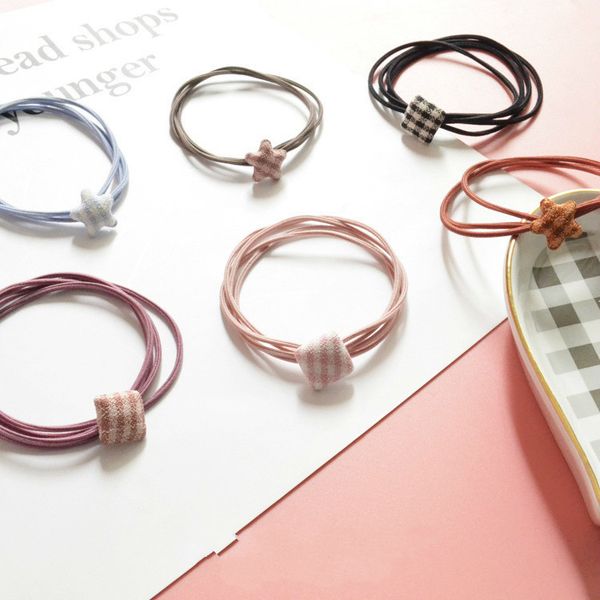 

hair bands designer fabric lattice star love headrope small fresh high elastic woman decorate hair band ne1067, Pink