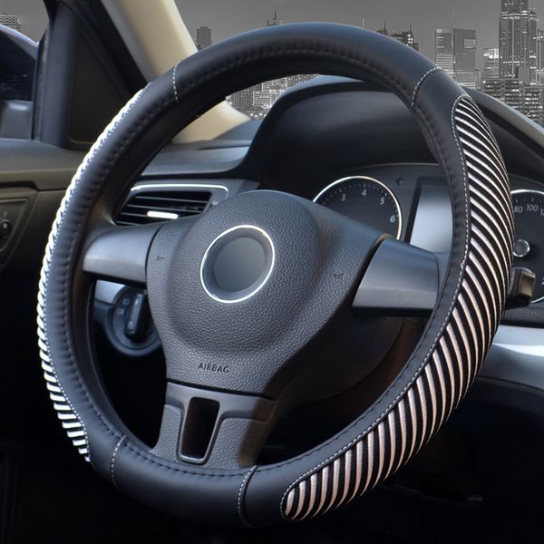 Accessories Interior Microfiber Leather Easy Installation Waterproof Universal Fit Anti Slip Decorations Steering Wheel Cover Silver Steering Wheel